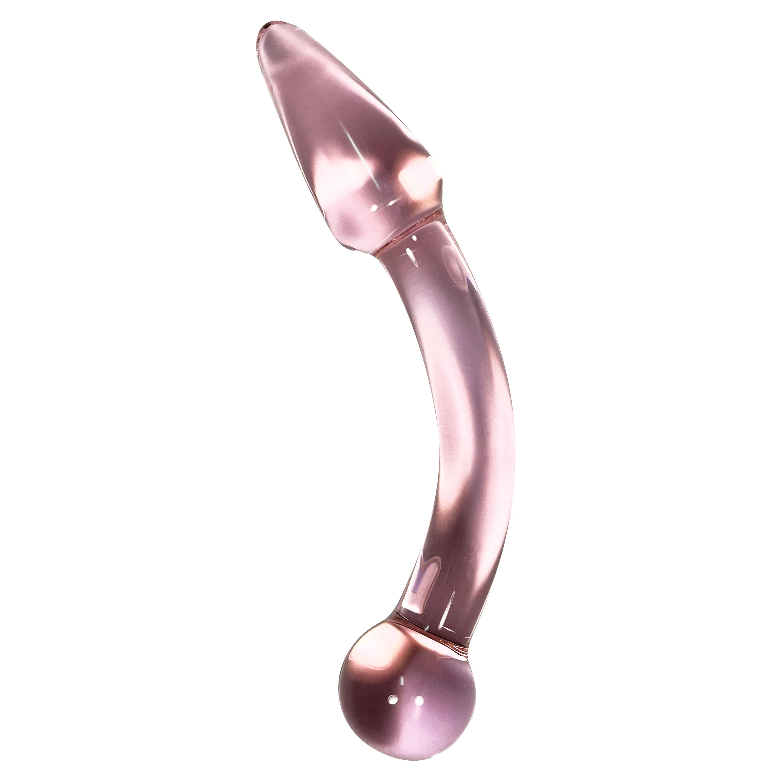 TAPERED TIP CURVED PROSTATE STIMULATING GLASS ANAL WAND - Image 2