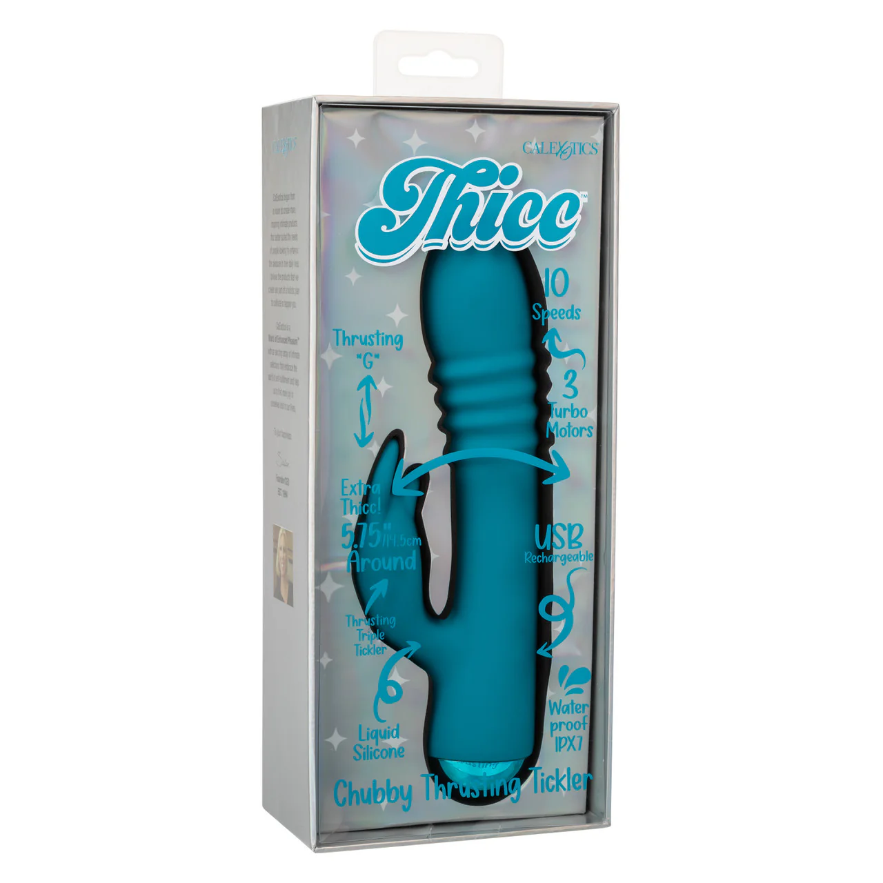 Thicc Teal Chubby Thrusting Tickler Vibrator - Image 5