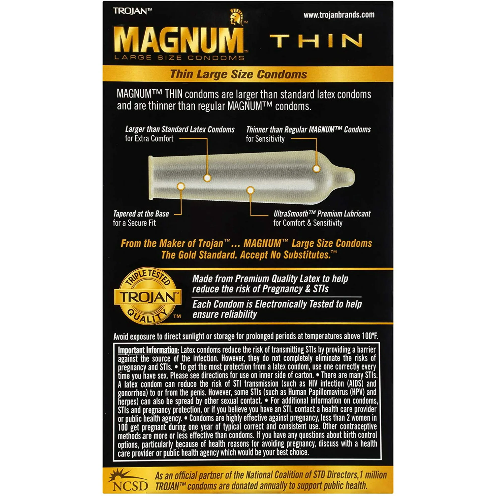 Trojan Magnum Thin Lubricated Condoms - 12 pk - Image 2