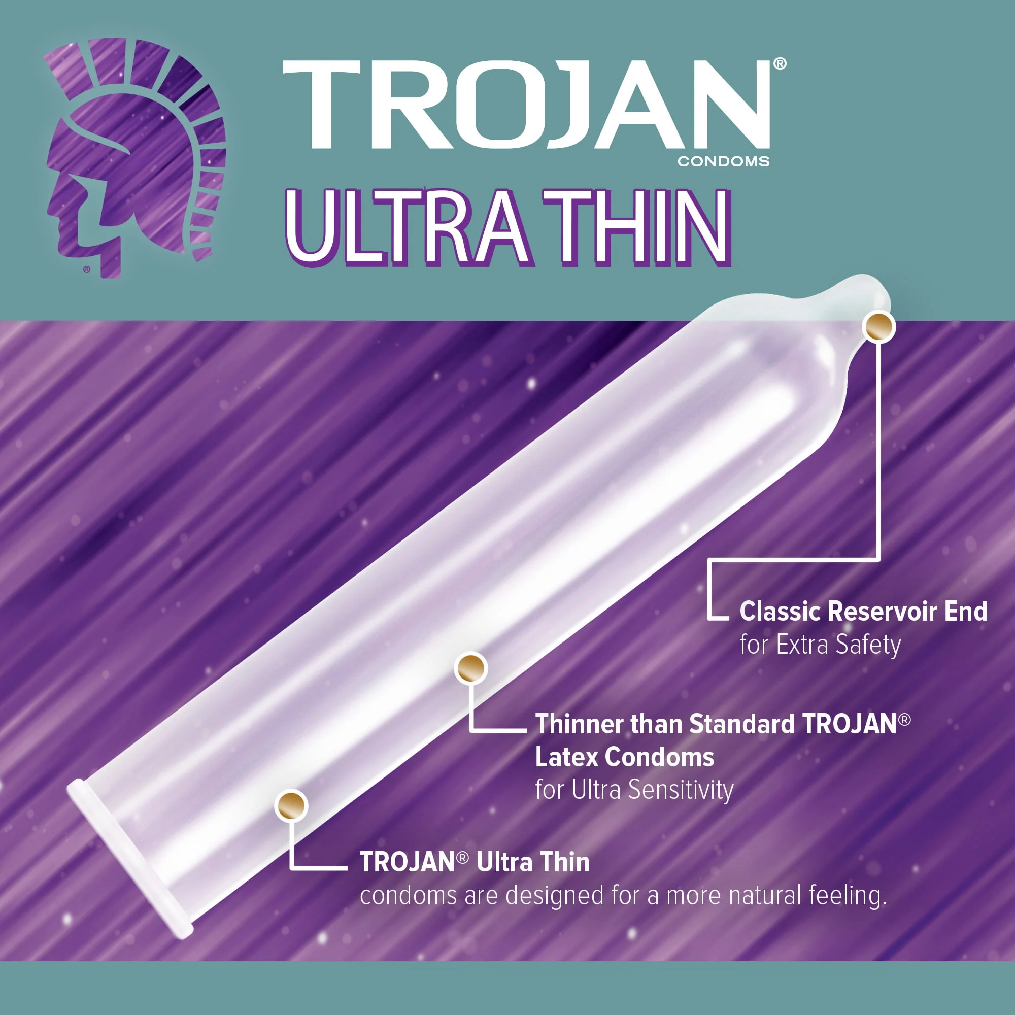 Trojan Ultra Thin Lubricated Condoms - 12 pk - Image 3