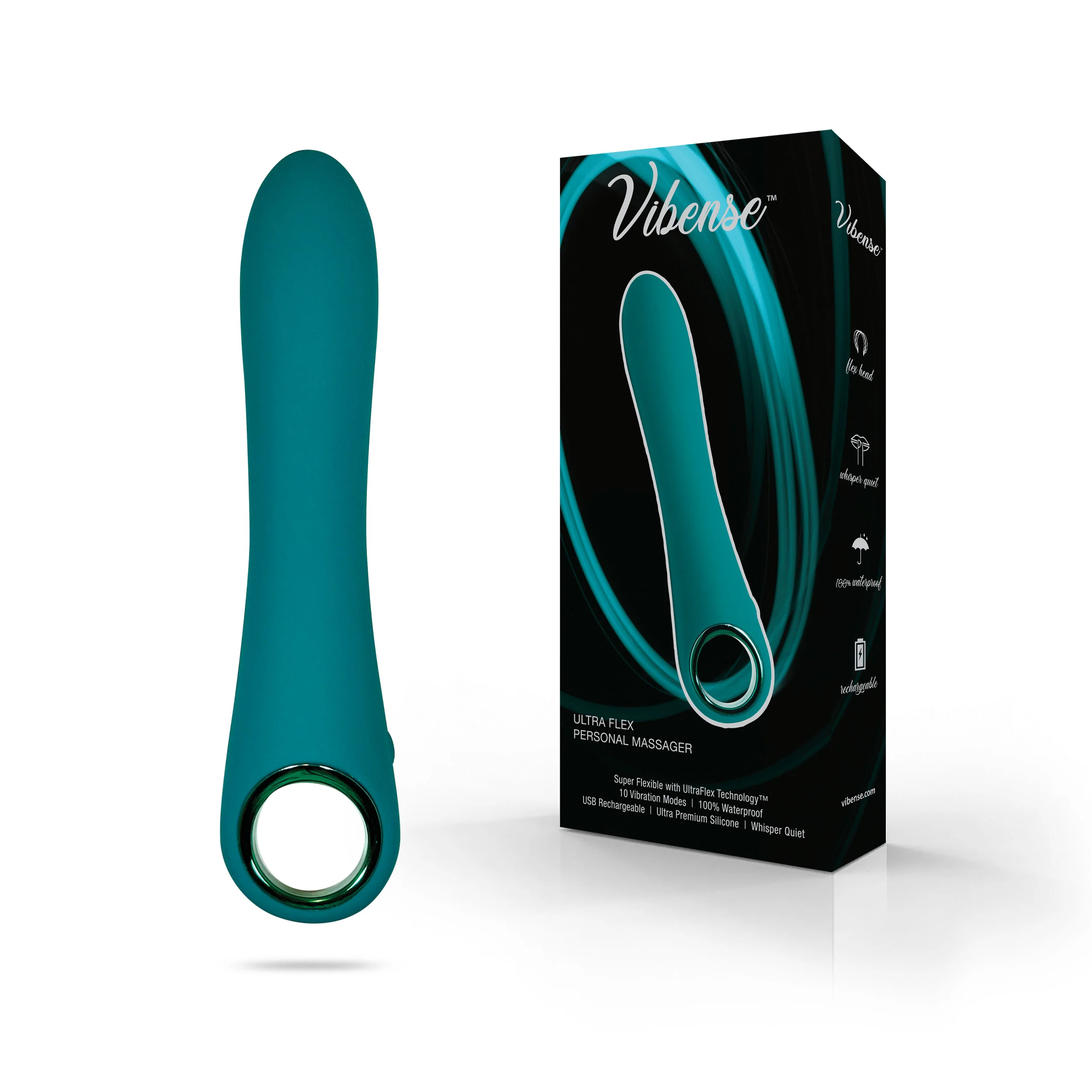 Ultra Flex Personal Massager Vibrator by Vibense in Teal - Image 3