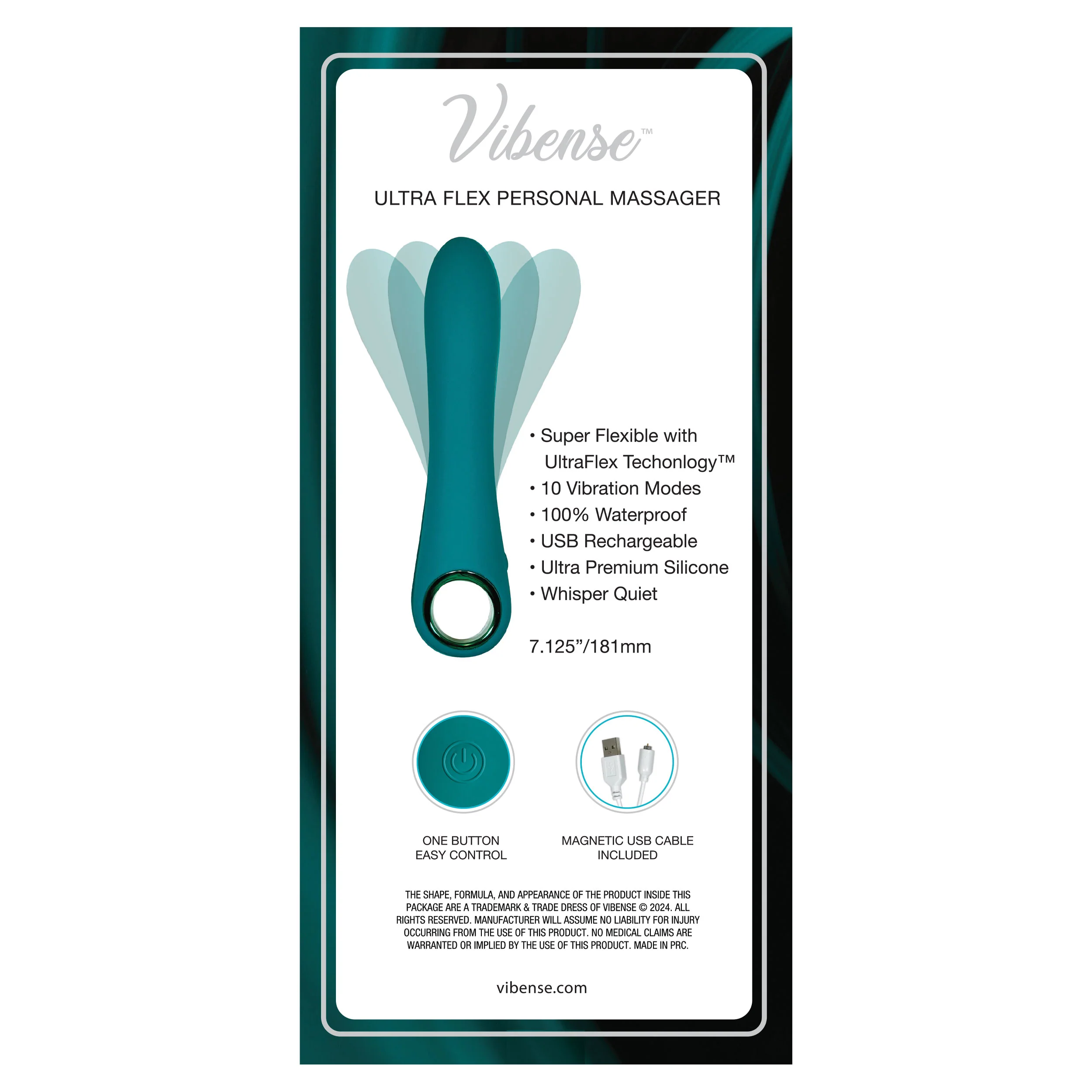 Ultra Flex Personal Massager Vibrator by Vibense in Teal - Image 4