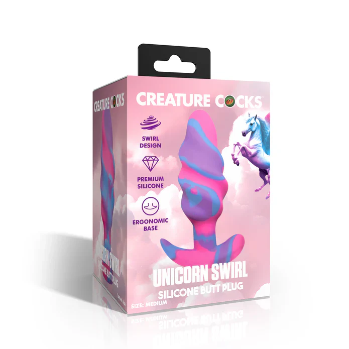 Unicorn Swirl Silicone Butt Plug in Medium by Creature Cocks - Image 5