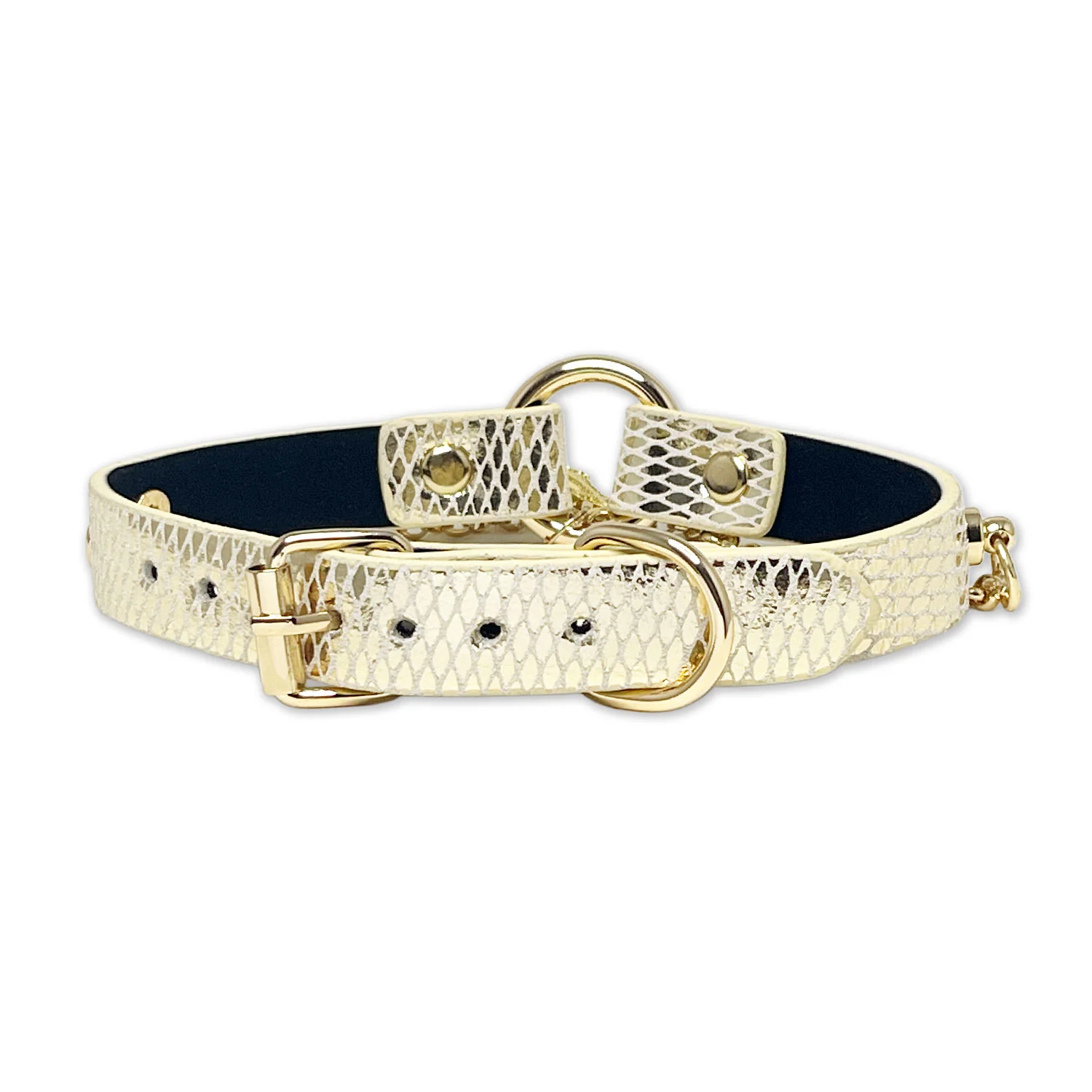White and Gold Cross Necklace Collar by Fetish Pleasure Play - Image 2