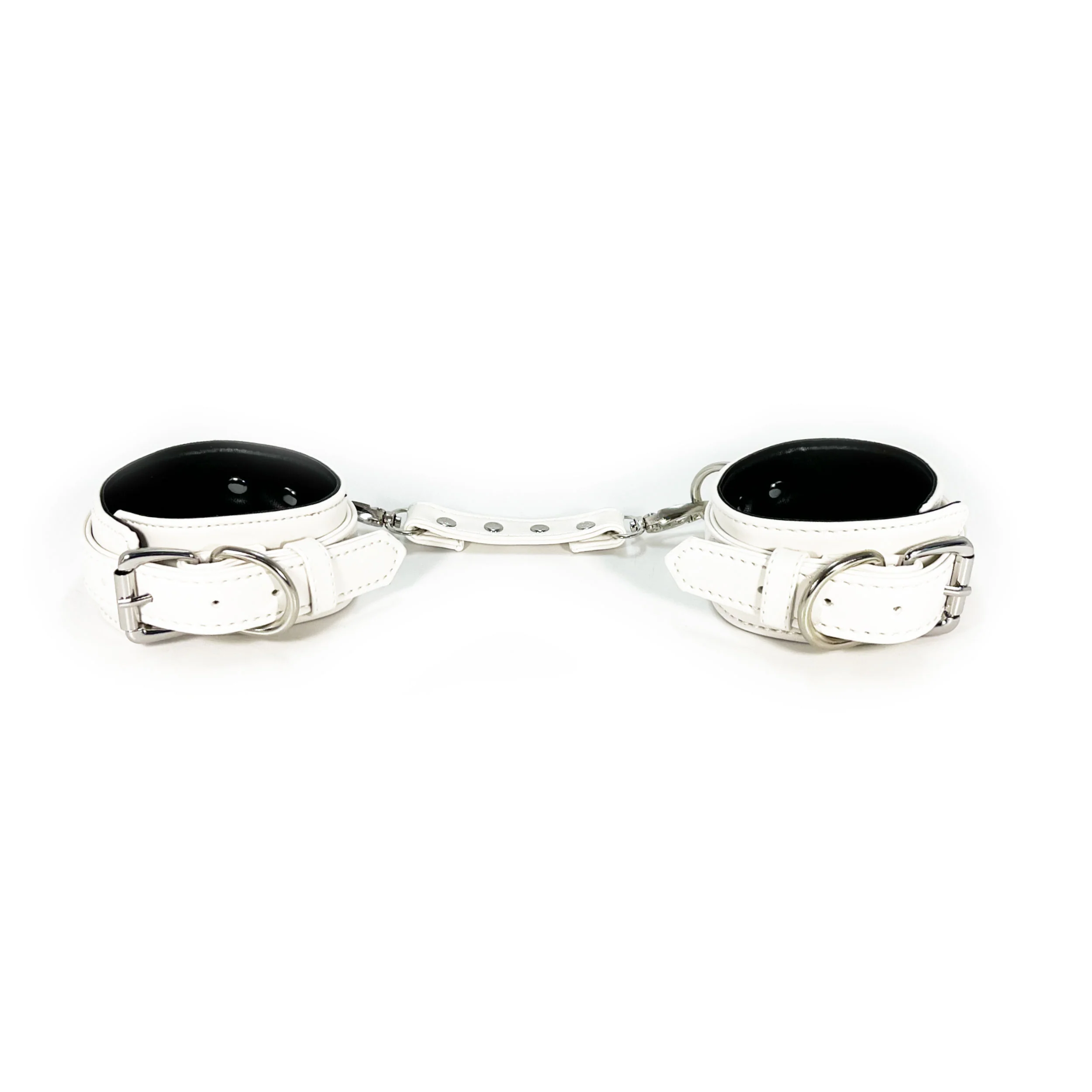 White Connecting Ankle Cuffs by Fetish Pleasure Play