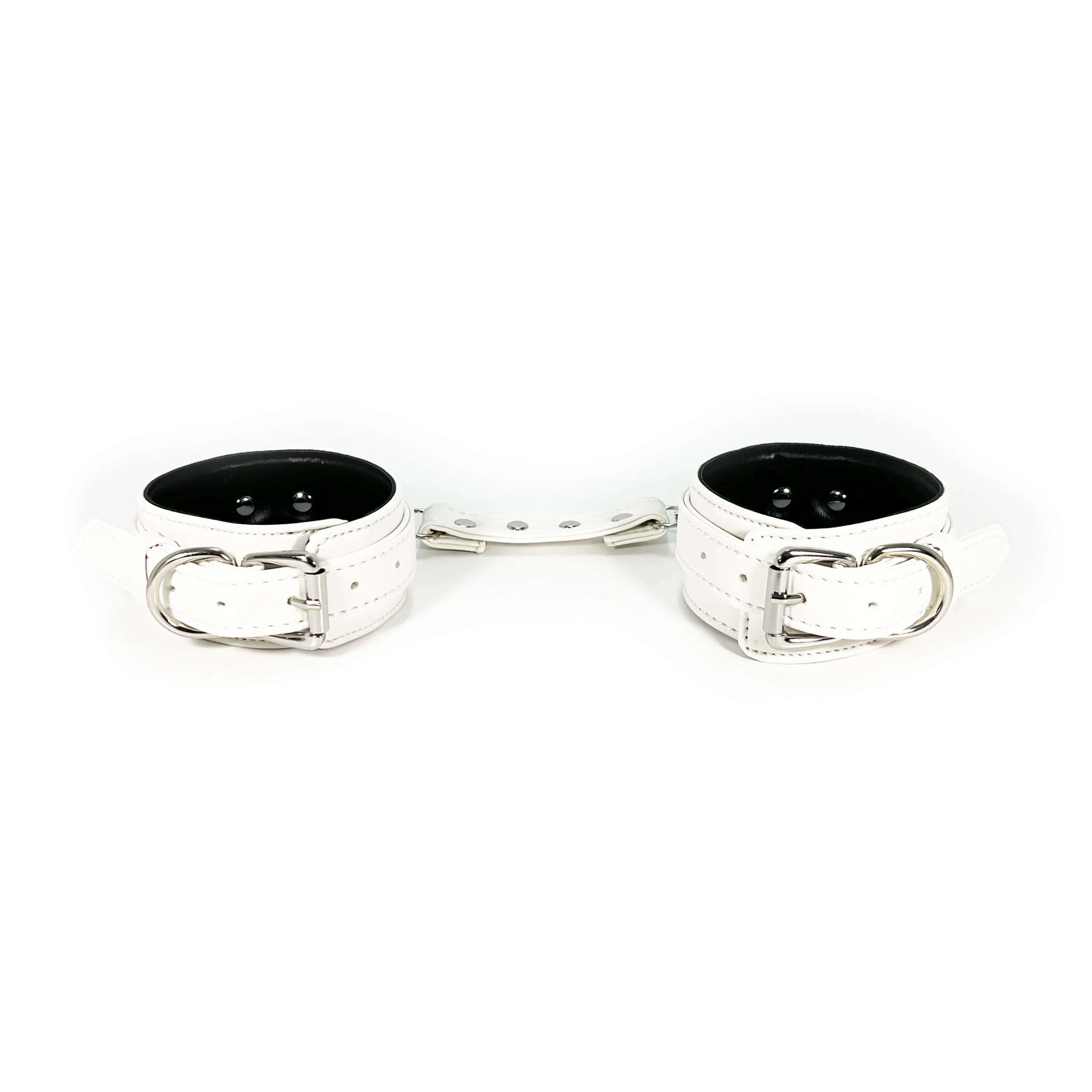 White Connecting Ankle Cuffs by Fetish Pleasure Play - Image 3