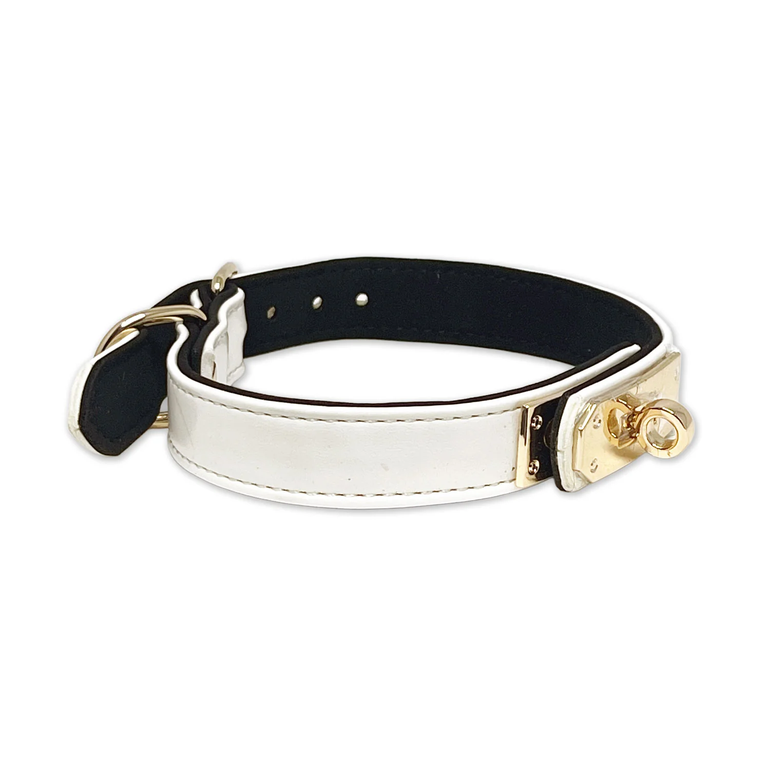 White Vegan Leather Clasp Collar by Fetish Pleasure Play - Image 3
