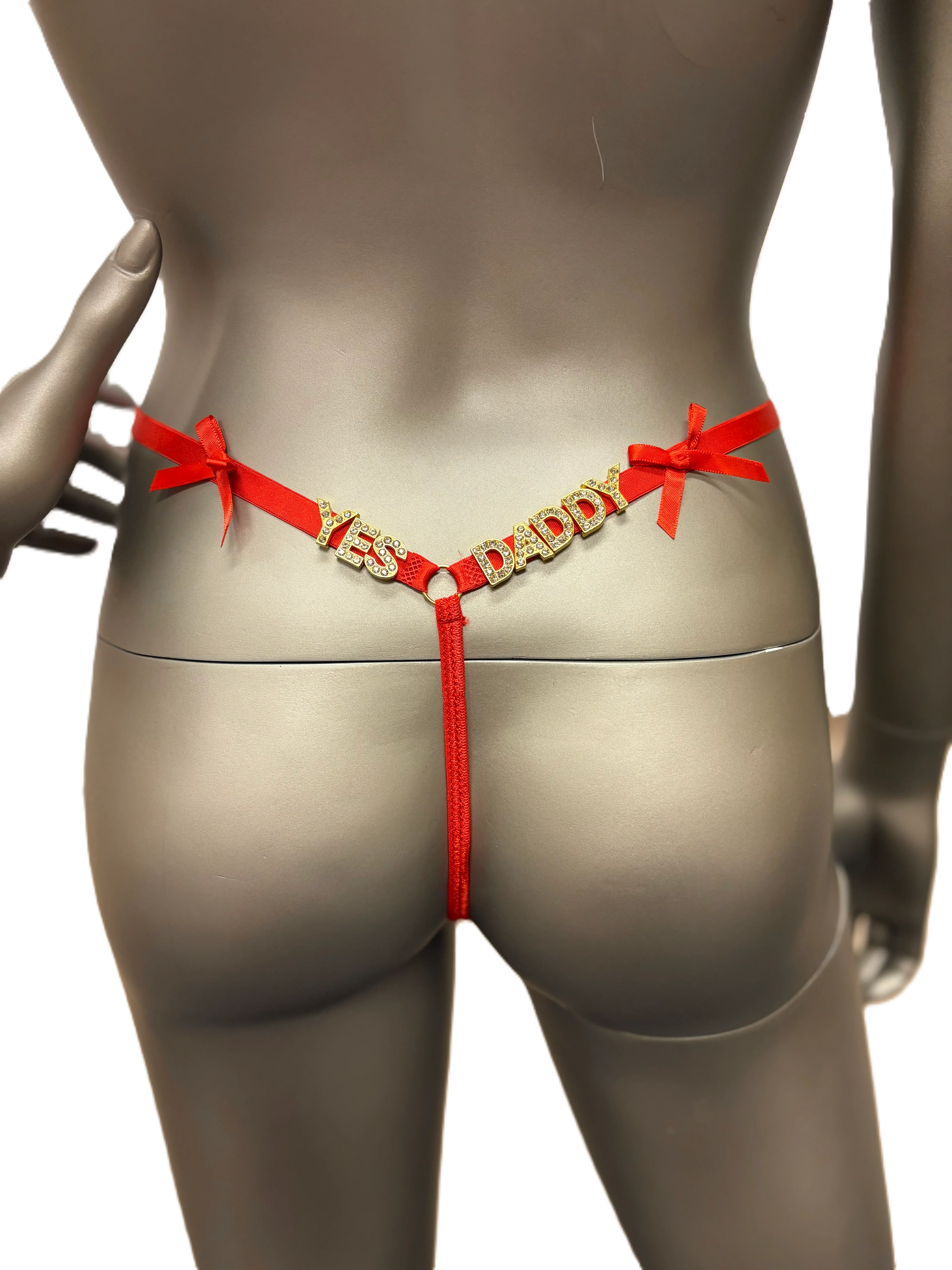 "Yes Daddy" Rhinestone Panty, Red, One Size - 2 For $24.99